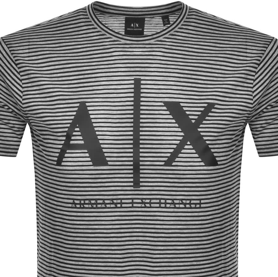 Alternative Image for ProductArmani Exchange Striped Crew Neck Logo T Shirt Bla2